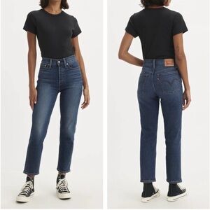 Levis Wedgie Straight Jeans Blue High Rise Buttonfly Womens Sz 27